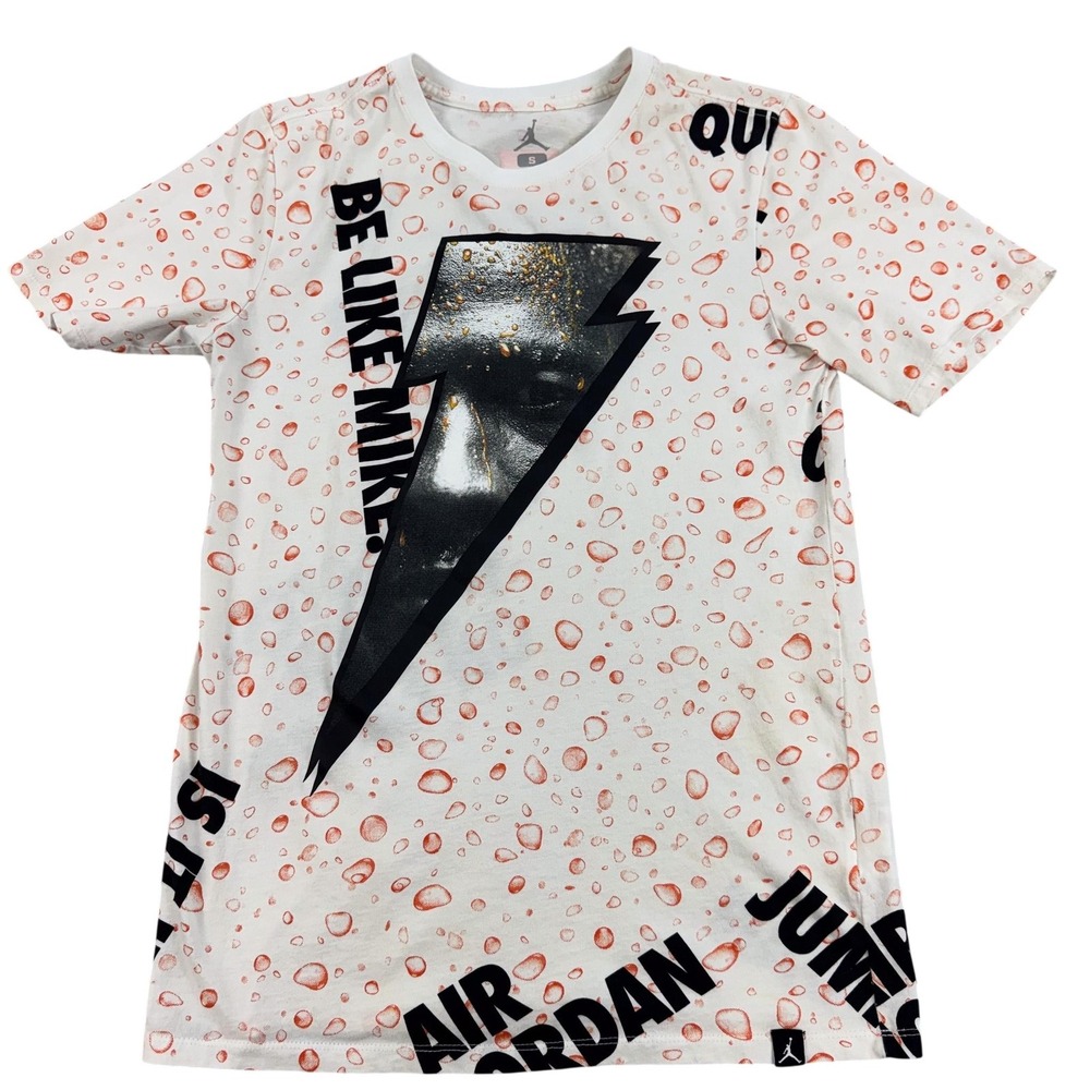 Jordan Shirt Mens Small White Gatorade Be Like Mike Lightning Graphic AOP Tee